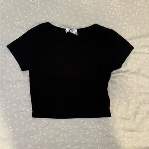 Princess Polly Black Ribbed Top